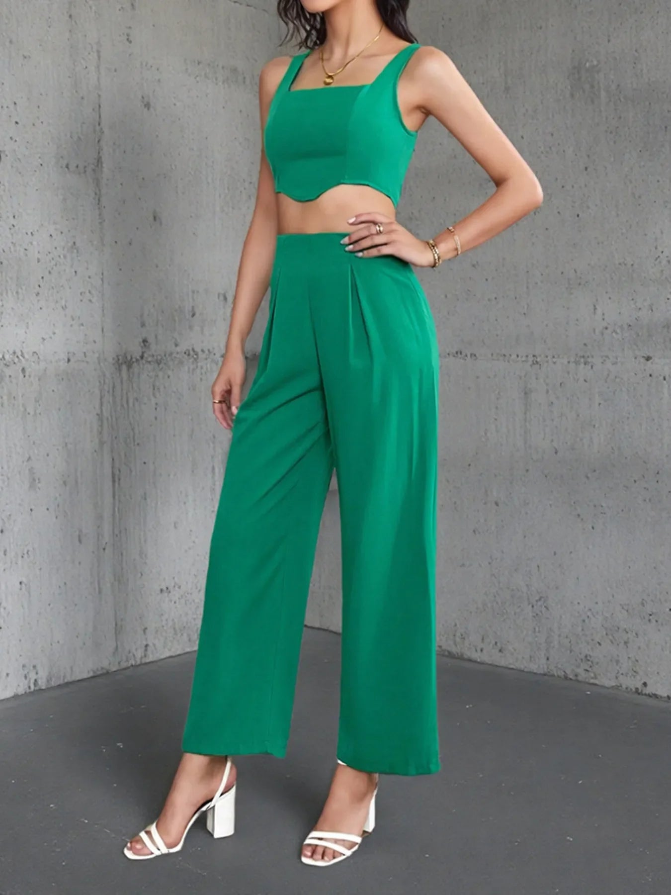 Square Neck Tank and Pants Set