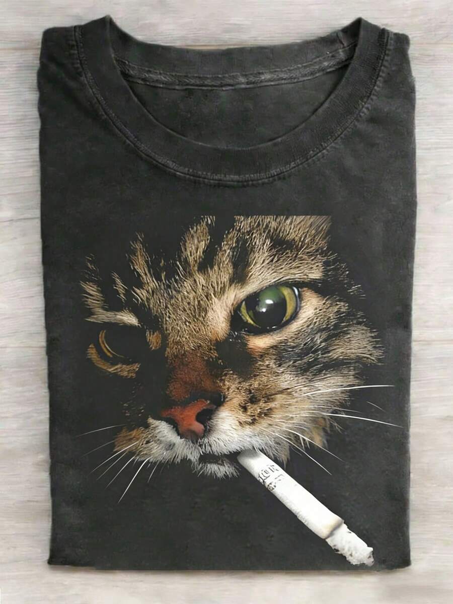 Cat Smoking Cigarette T-Shirt