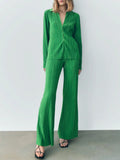Texture Long Sleeve Top and Pants Lounge Set