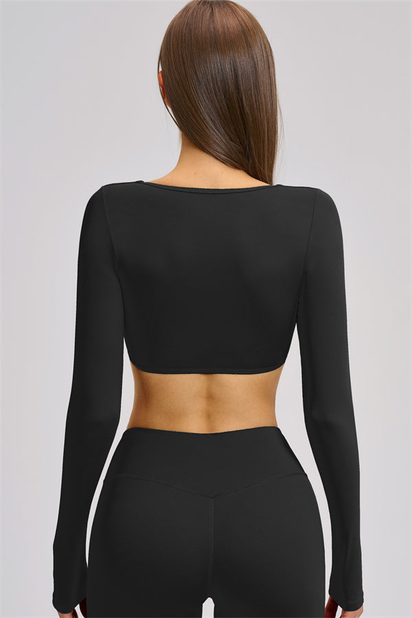 The Zestful Long Sleeve Crop Top Shorts 2-Piece Set