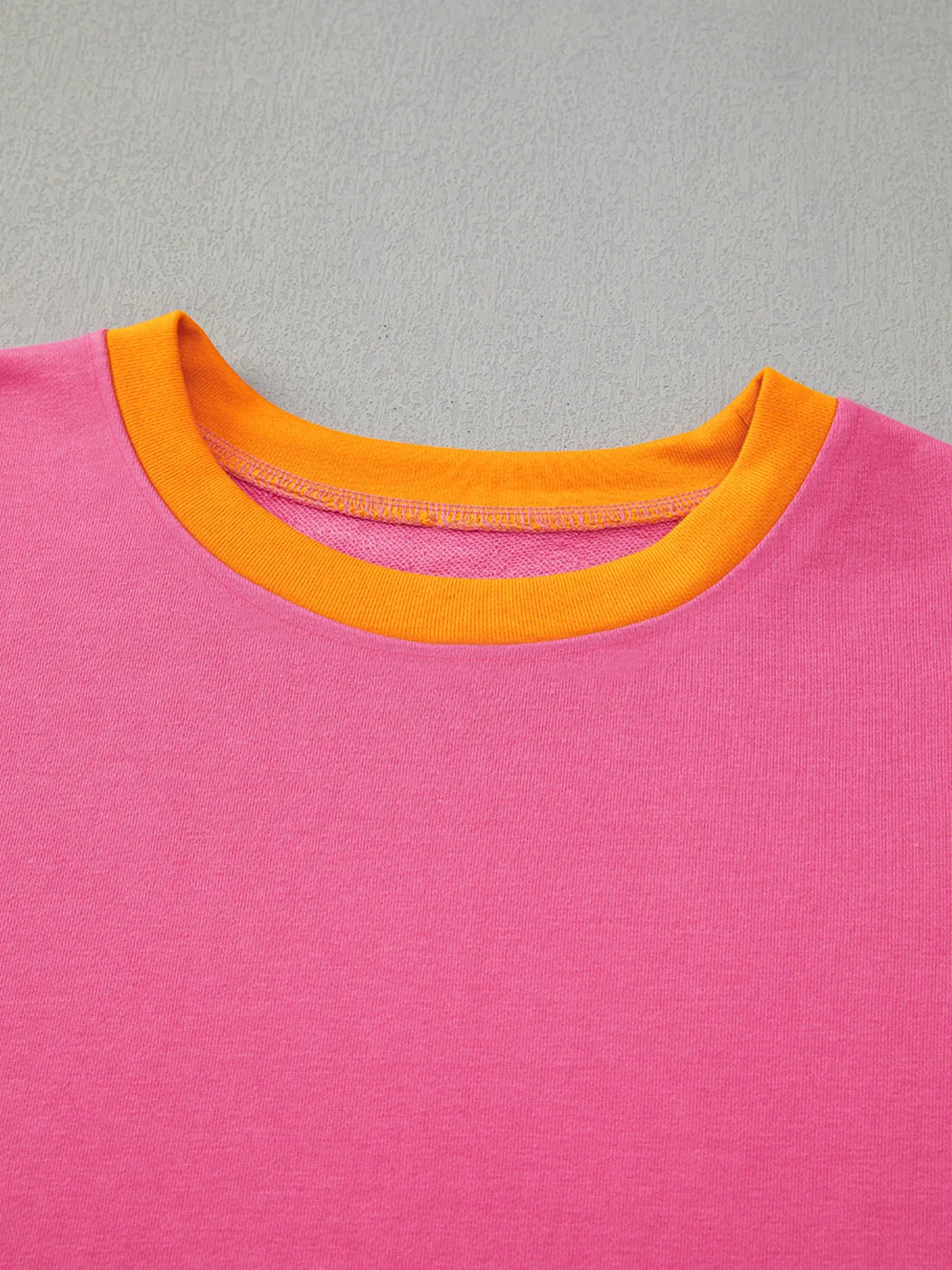 Color Block Round Neck Top and Pants Set