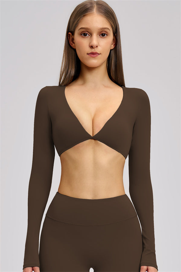 The Zestful Long Sleeve Crop Top Shorts 2-Piece Set