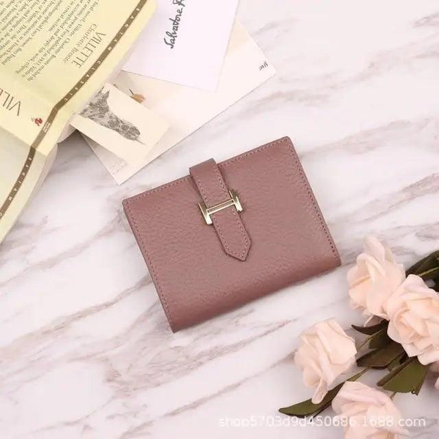 Genuine Leather Wallets, Coin Purses For Female Vintage Style Solid Colors Thin Clutch Phone Bag Wallet for Women and Girls