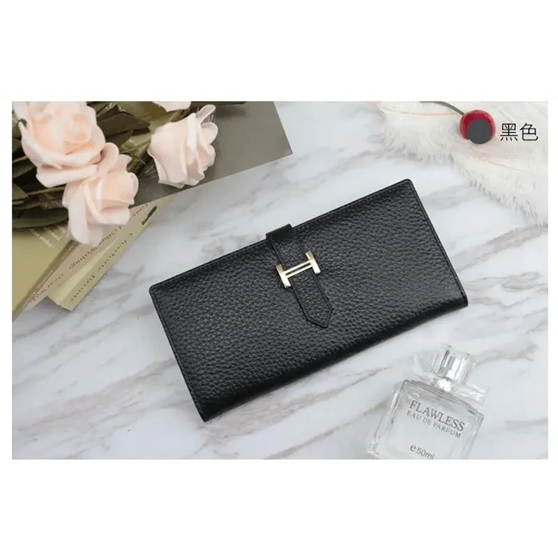 Genuine Leather Wallets, Coin Purses For Female Vintage Style Solid Colors Thin Clutch Phone Bag Wallet for Women and Girls