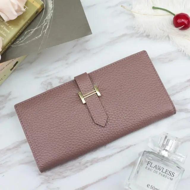 Genuine Leather Wallets, Coin Purses For Female Vintage Style Solid Colors Thin Clutch Phone Bag Wallet for Women and Girls
